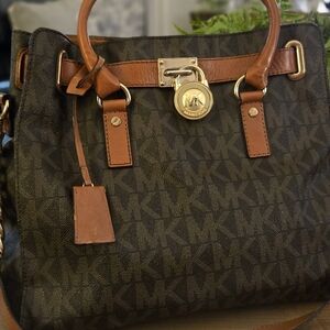 Michael Kors Black and Brown Signature Tote Bag